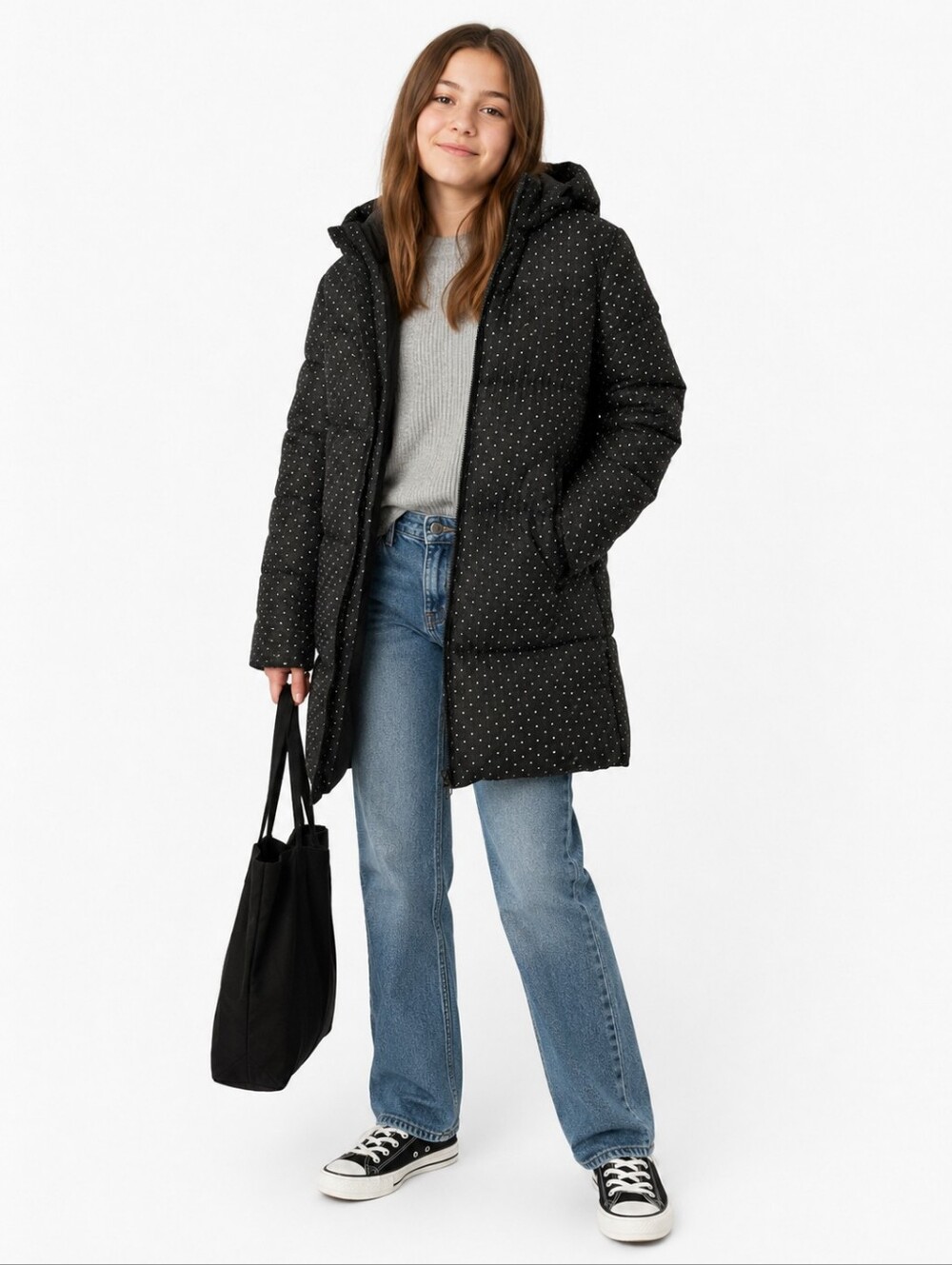 balabala premium x JASON WU Polka Dot Hooded Long Puffer Coat Jacket 160/80A